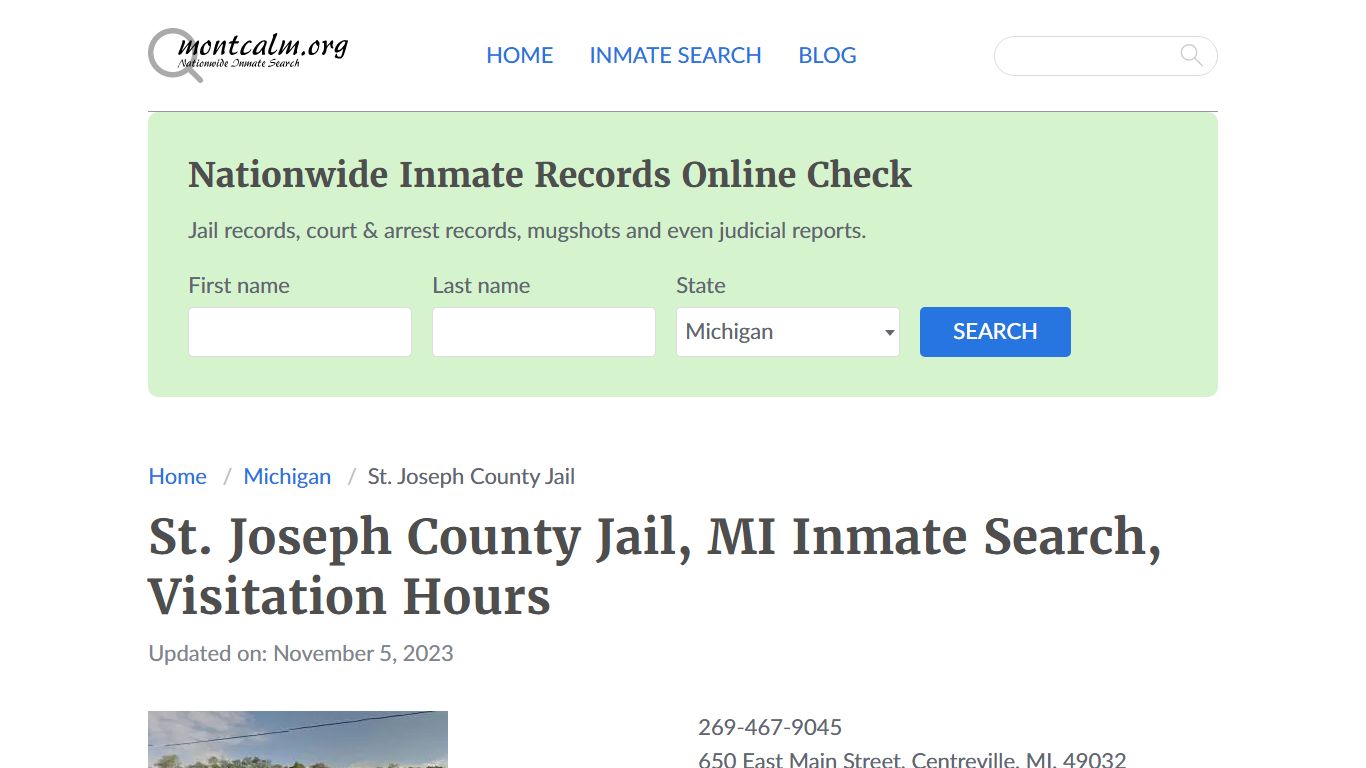 St. Joseph County Jail, MI Inmate Search, Visitation Hours